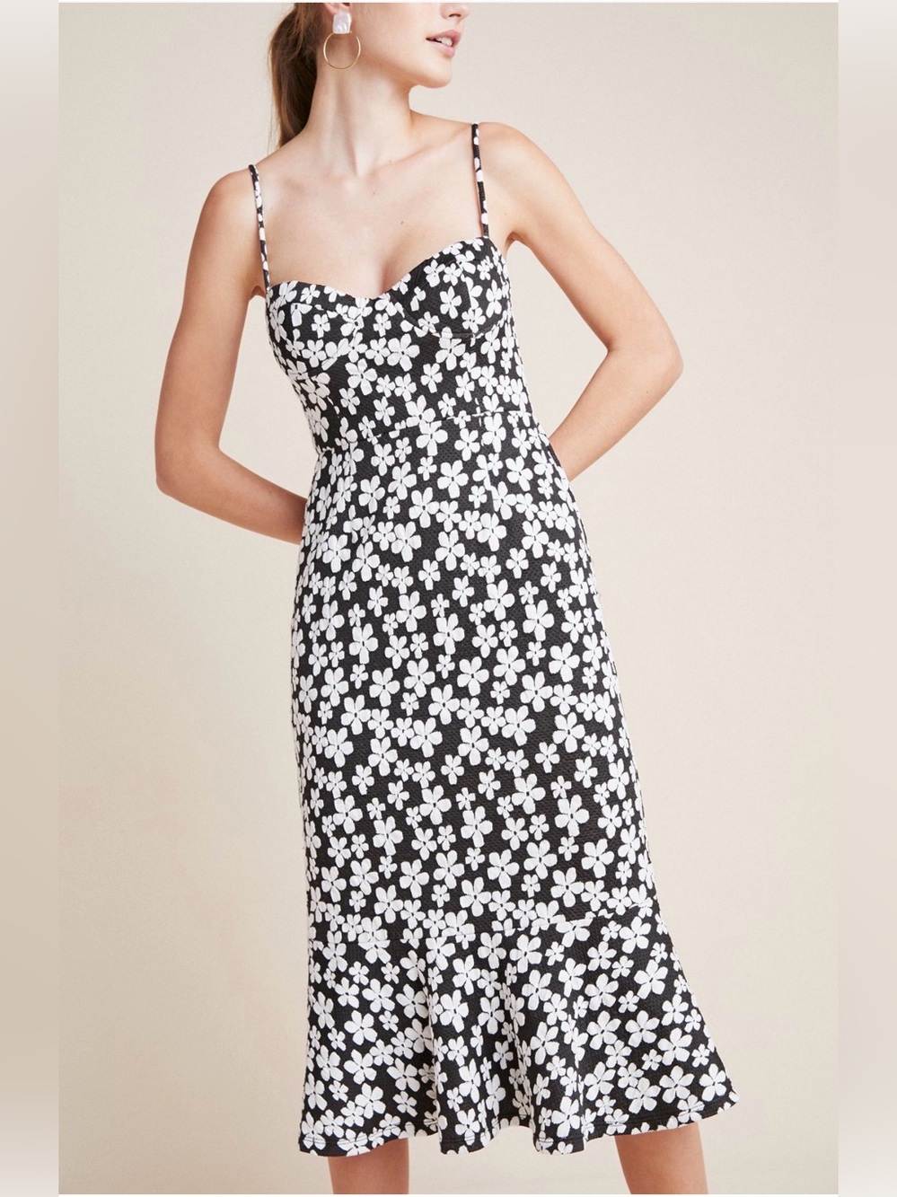 Hutch Daisy Floral Print Midi Dress, Size 4P